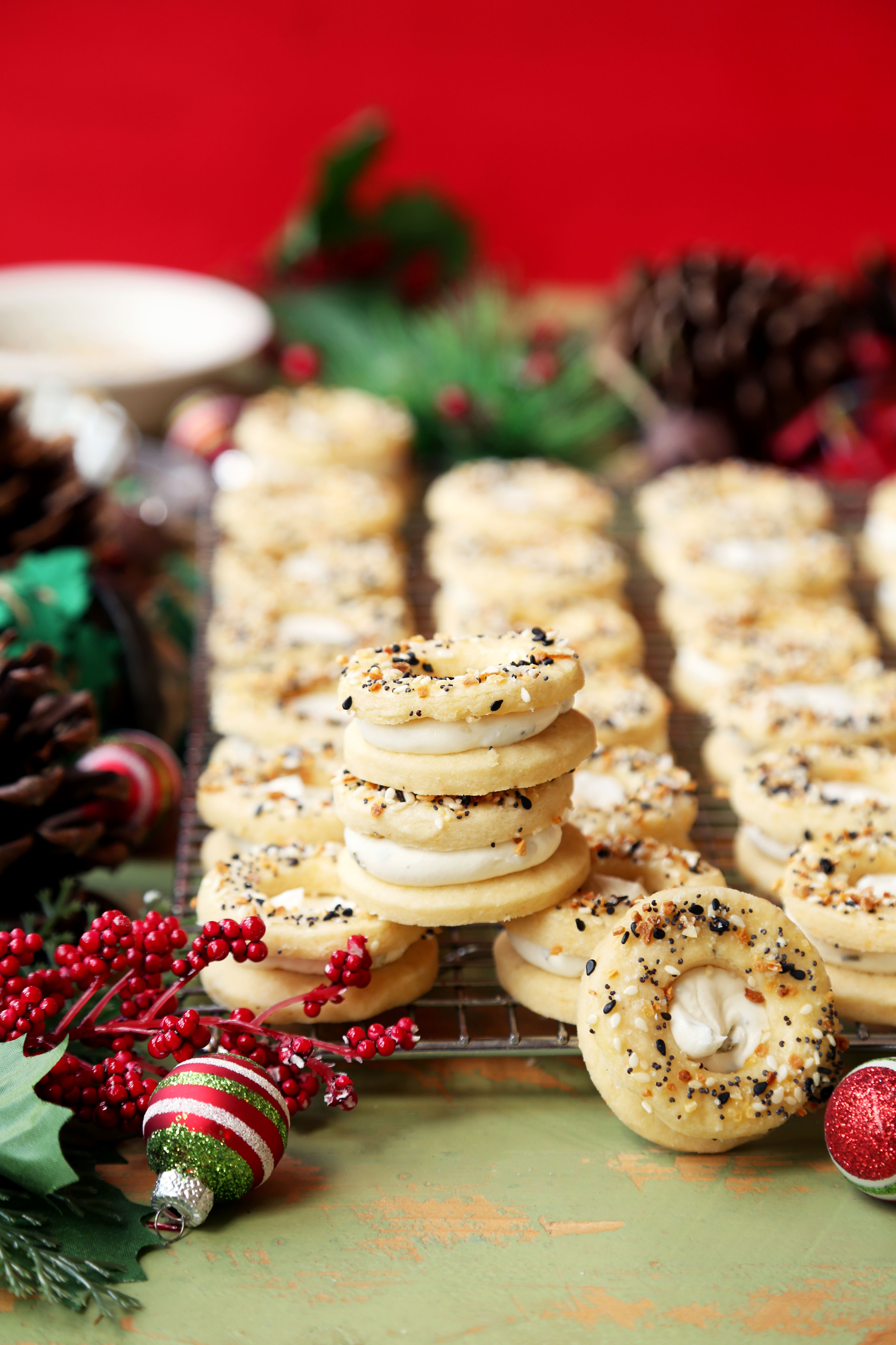 Everything Bagel Shortbread Cookie Sandwiches