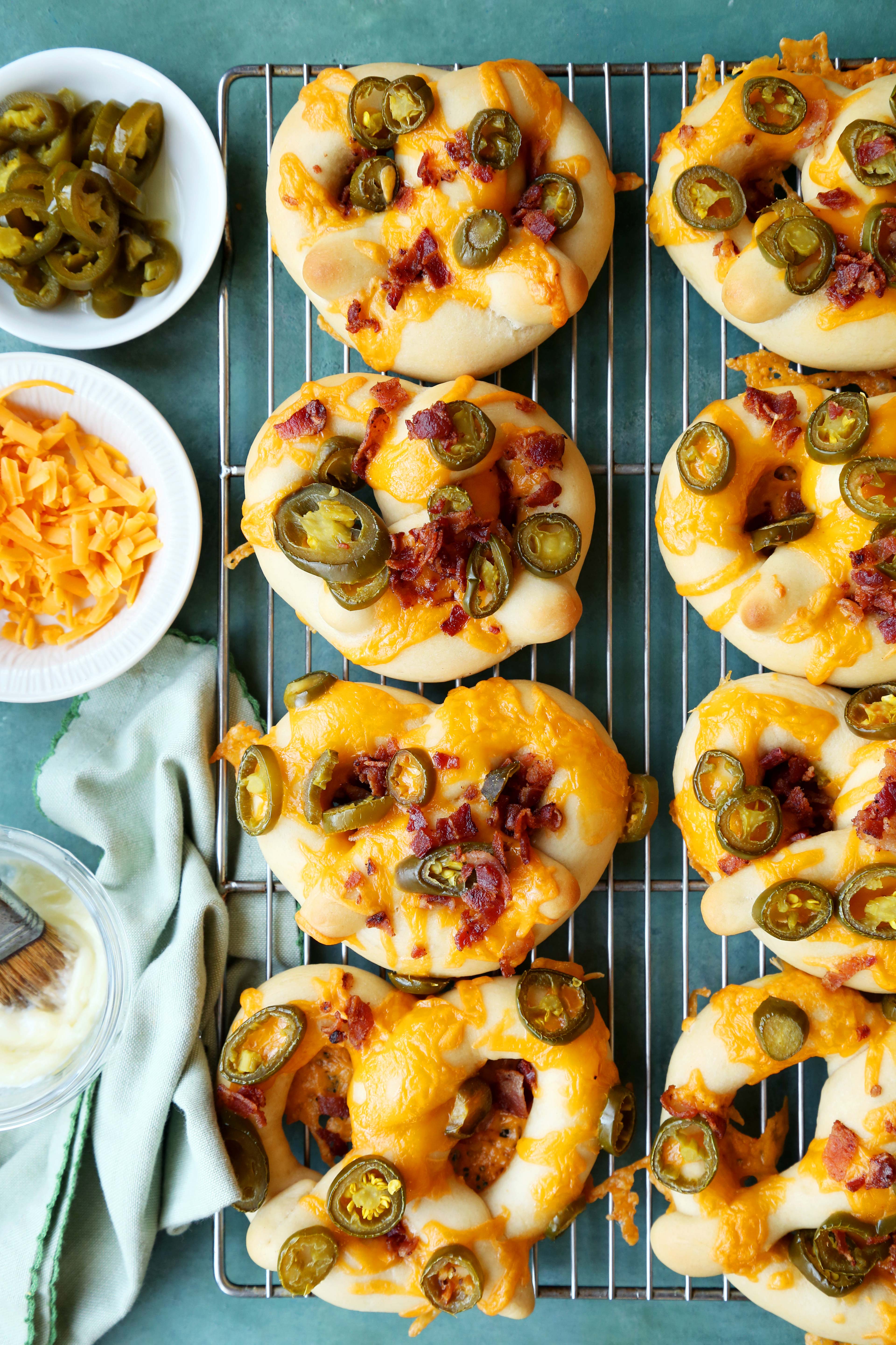 Quick Bacon Cheddar Jalapeño Soft Pretzels