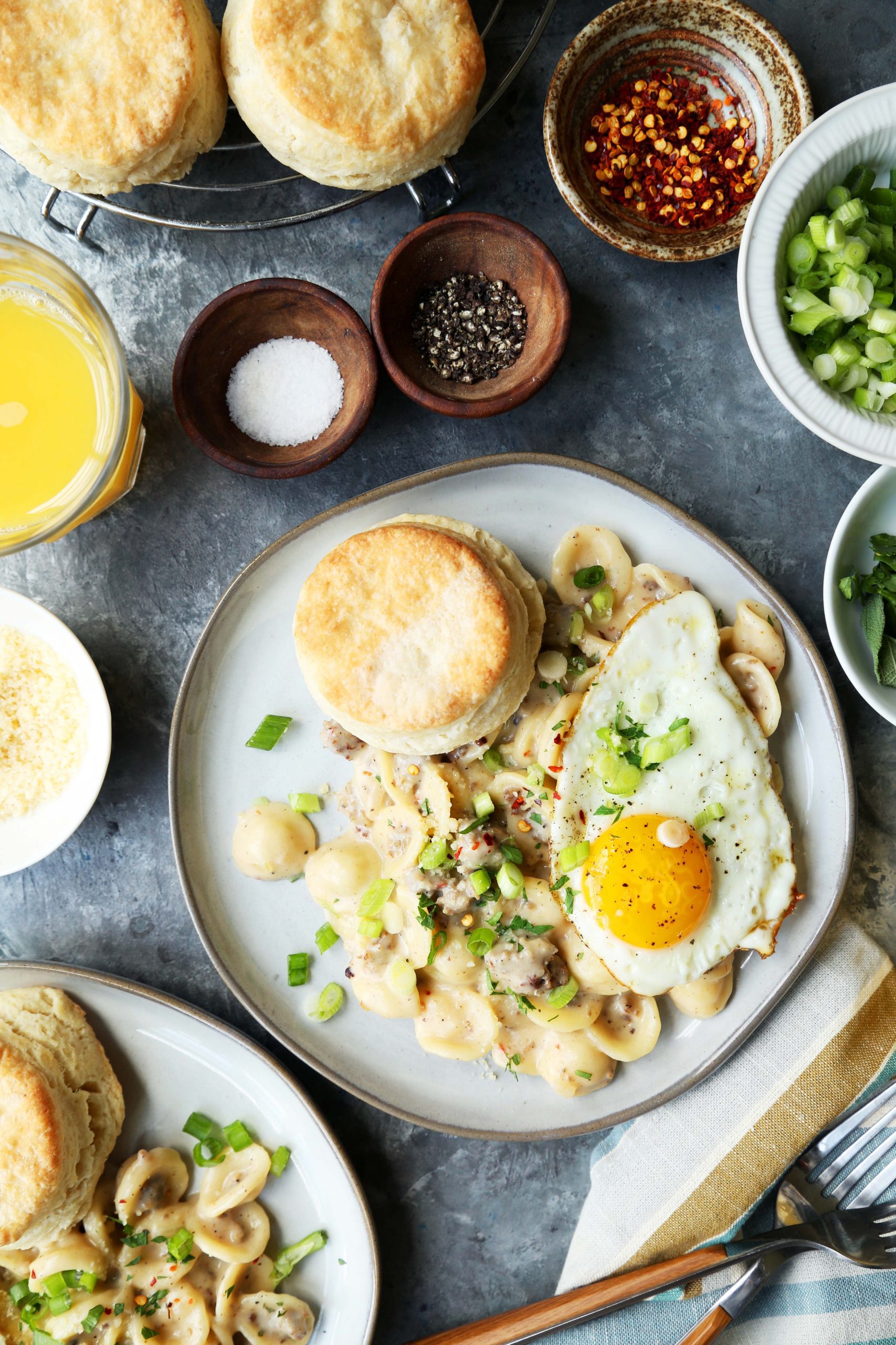 Biscuit and Sausage Gravy Breakfast Pasta
