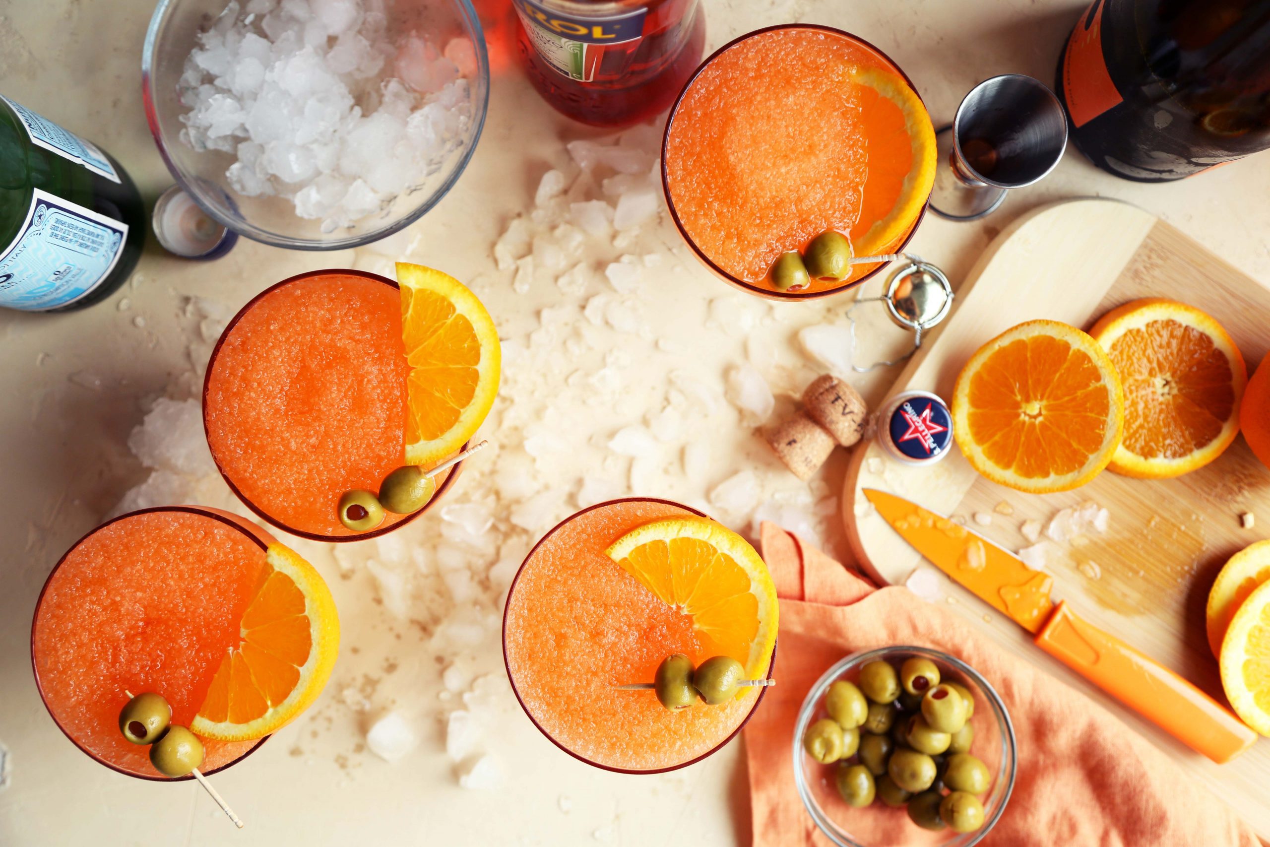 Frozen Aperol Spritz with Strawberries • Sunday Table