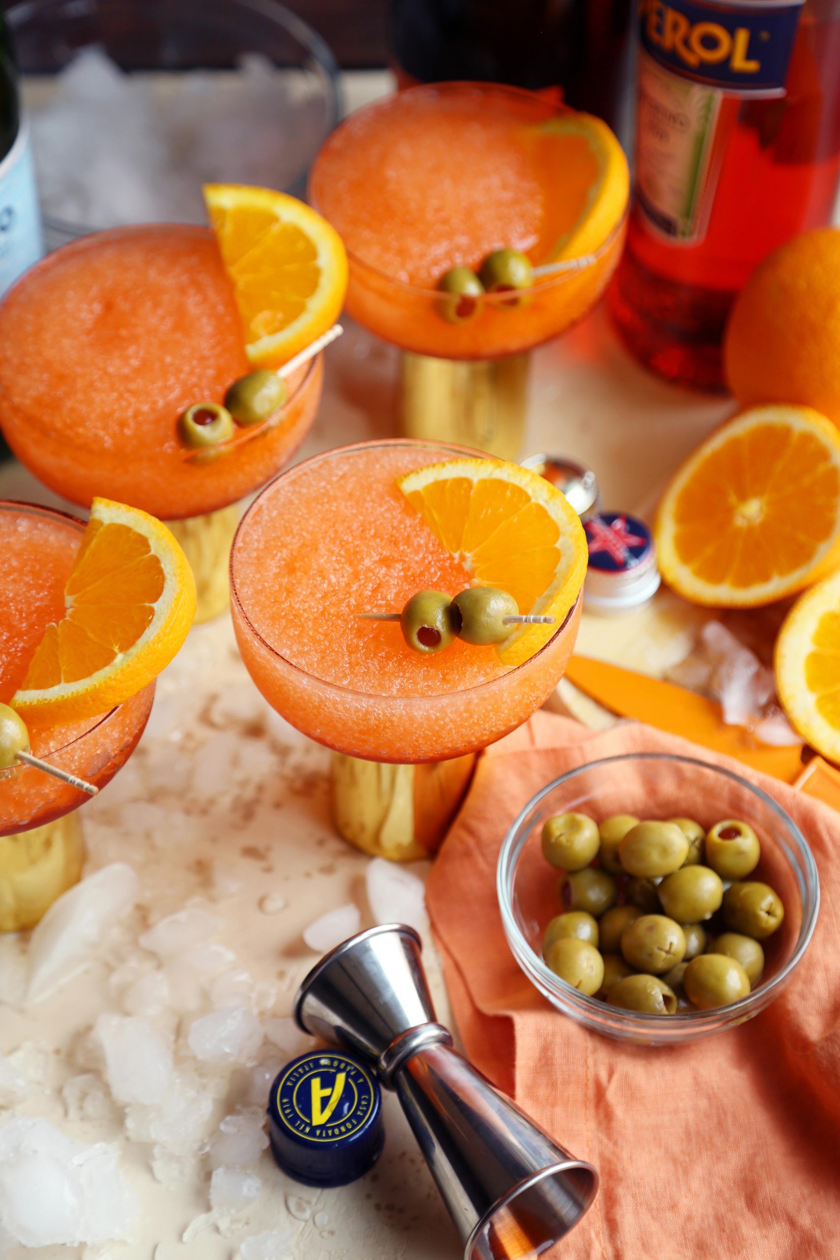 Frozen Aperol Spritz with Strawberries • Sunday Table