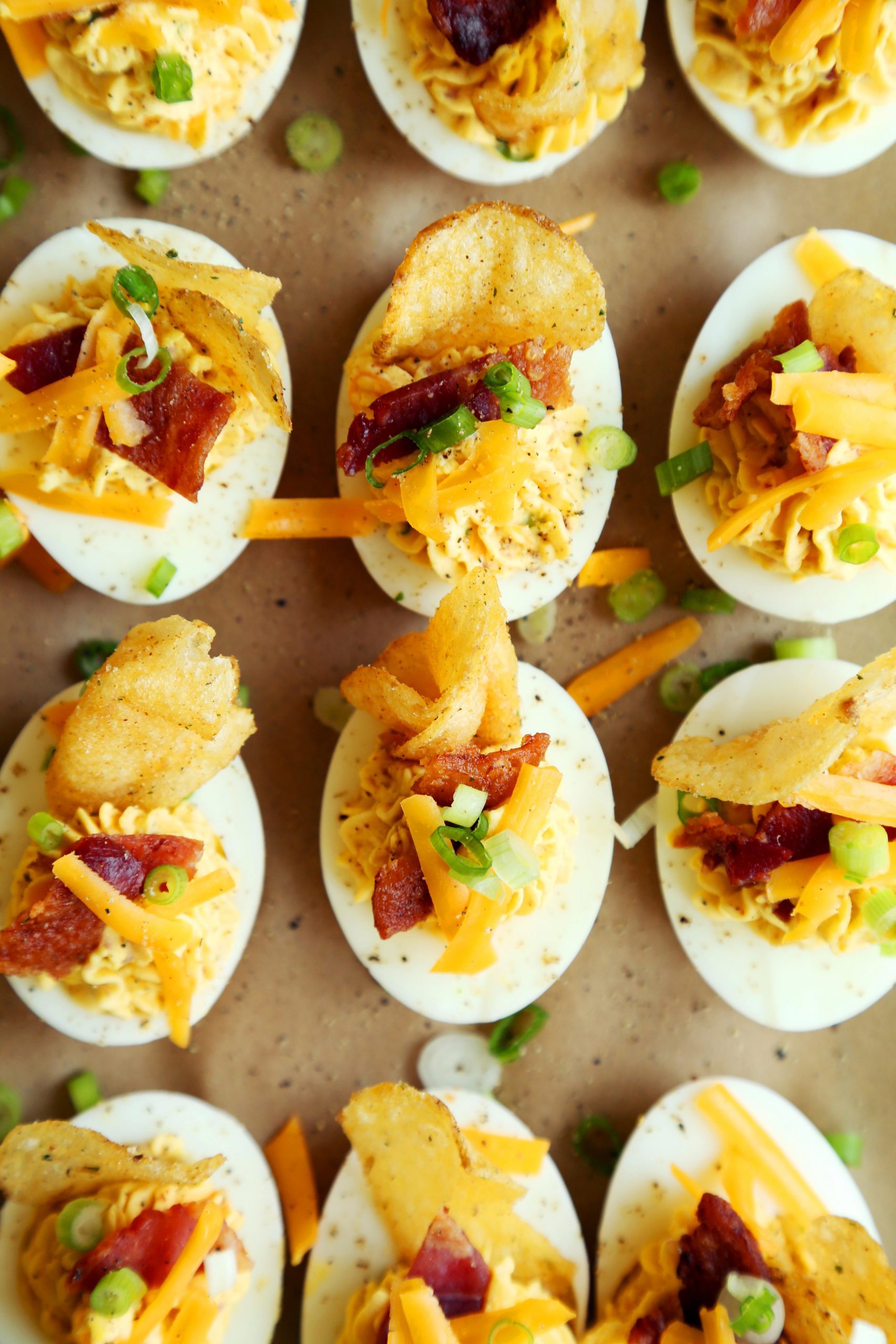 Loaded Baked Potato Deviled Eggs