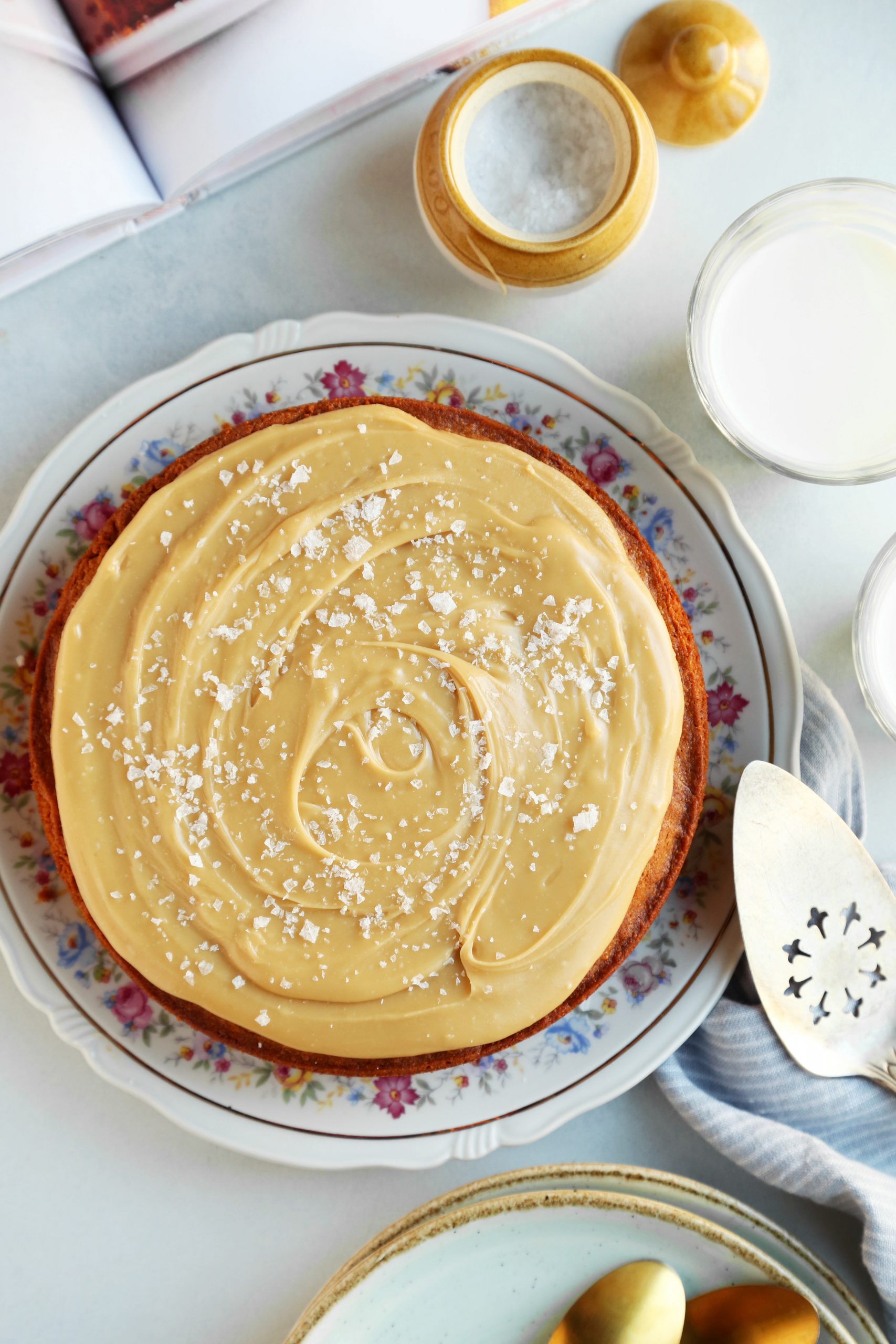 Salty Caramel Peanut Butter Snacking Cake