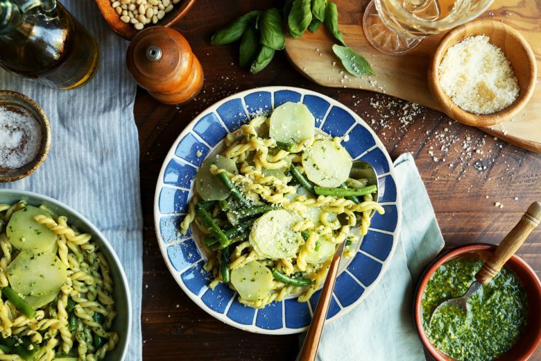Pesto, Potato and Green Bean Pasta