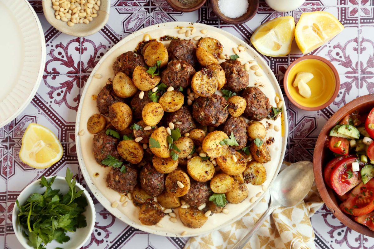 Köfte Meatballs and Potatoes with Tahini Yogurt