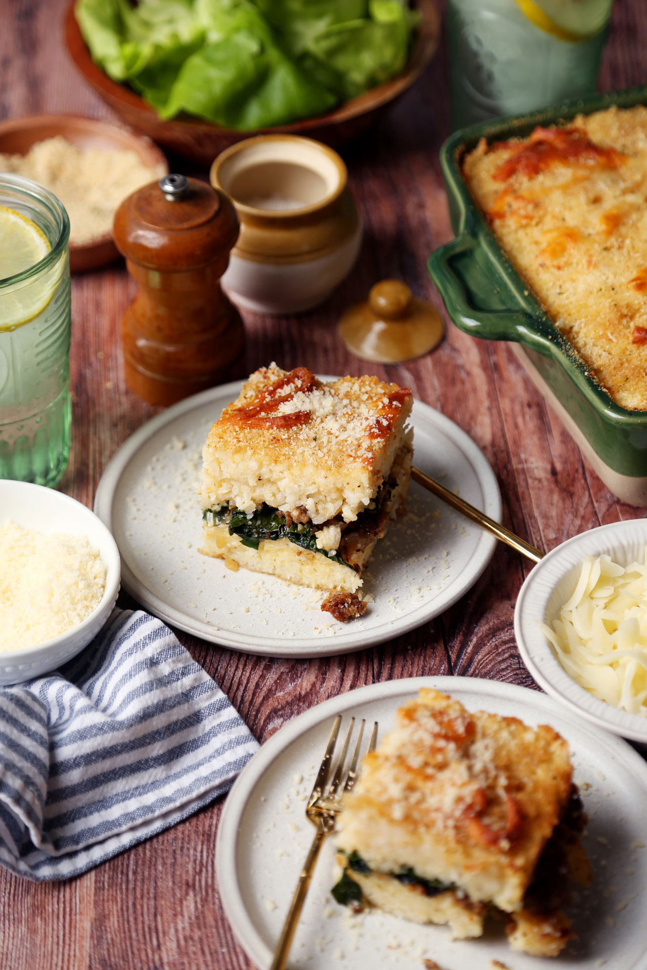 Cheesy Sausage and Kale Rice Pie