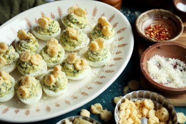 Spinach Artichoke Deviled Eggs